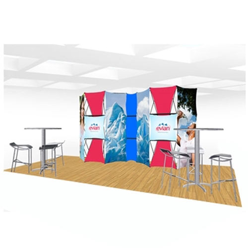 20ft Xpressions SNAP Connex Kit E Tradeshow Display. Create a stunning 3-dimensional display in a Snap! Twelve frames, two planes for integrated graphics, and infinite configurations, offer a playground to create dramatic effects