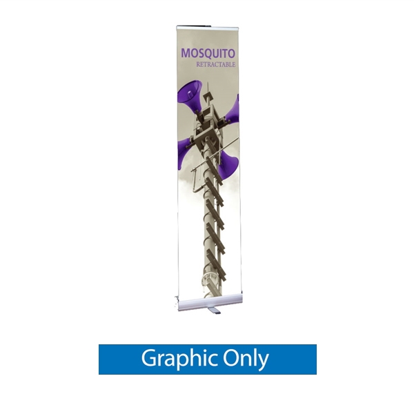 15.75in Mosquito 400 Silver Retractable Banner Stand Supreme Melinex Fabric Graphic Only. Mosquito Retractable Banner Stand Displays, also known as roll up exhibit displays, are ideal for trade show displays and retail environments.