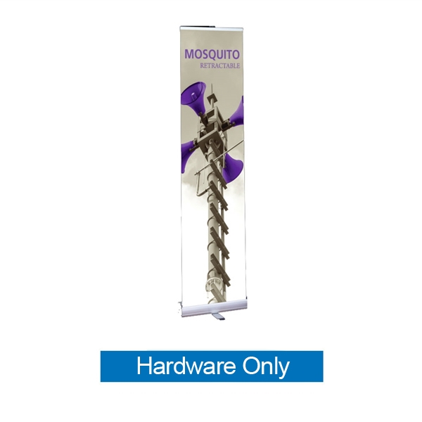 15.75in Mosquito 400 Silver Retractable Banner Stand Hardware Only. Mosquito Retractable Banner Stand Displays, also known as roll up exhibit displays, are ideal for trade show displays and retail environments. Advertising that stands up and stands ou