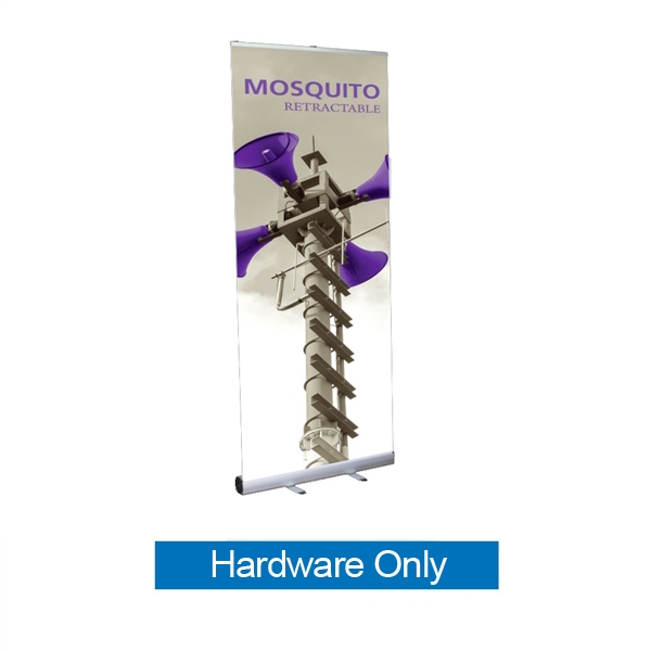 33.5in Mosquito 850 Silver Retractable Banner Stand Hardware Only. Mosquito Retractable Banner Stand Displays, also known as roll up exhibit displays, are ideal for trade show displays and retail environments. Advertising that stands up and stands ou