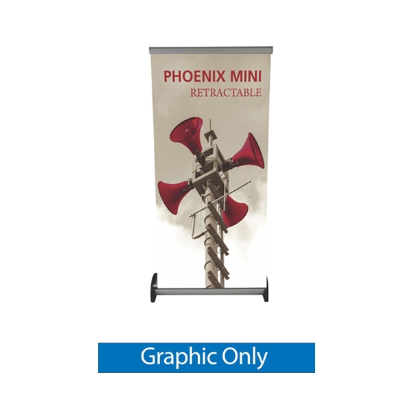 Fabric Banner Only for 15.5in x 16 x 31.5in Phoenix Mini Retractable Tabletop Display. Breeze a small tabletop-sized version of larger roll-up signs. Ideal for retail store point of purchase counter tops, convention tables, or just about anywhere you want