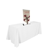 15.5in x 16 or 31.5in Phoenix Mini Retractable Tabletop Stand Display with Fabric Banner - a small tabletop-sized version of larger roll-up signs. Ideal for retail store point of purchase counter tops, convention tables, or just about anywhere you want a