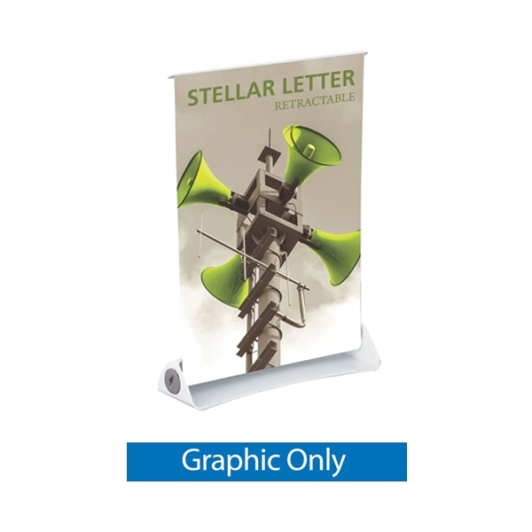 Vinyl Banner for 8.5in x 11in Stellar Letter Retractable Tabletop Banner Stand - a small tabletop-sized version of larger roll-up signs. View a wide variety of portable banner stands to use at your tradeshows and conferences
