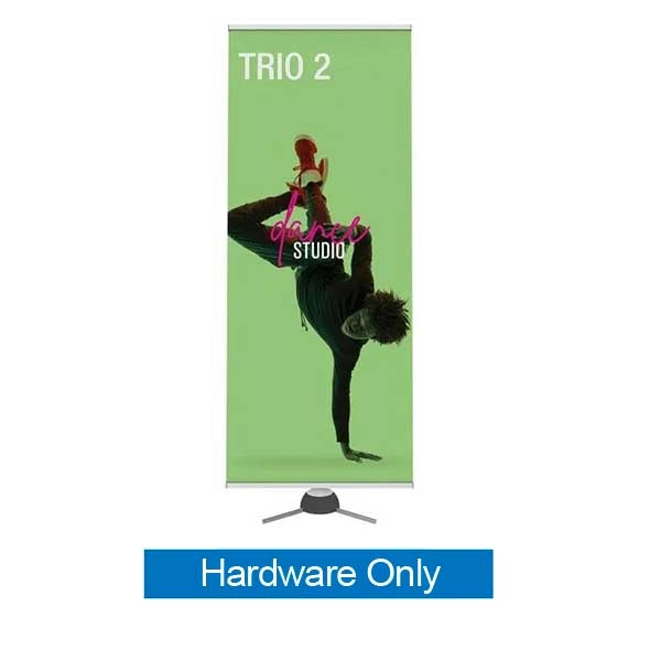 31.5in-36.25in to 58.5in-82.75in Silver Trio Banner Stand | Hardware Only