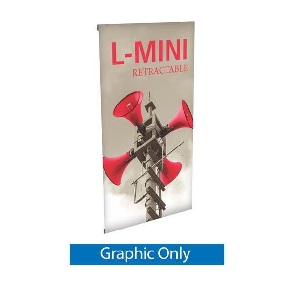 Replacement Vinyl Banner for L-Mini Table Top Tension Banner Stand. L-Mini Table Top is small tabletop-sized version of larger signs. Ideal for retail store point of purchase counter tops, convention tables, or just about anywhere you want a sign.