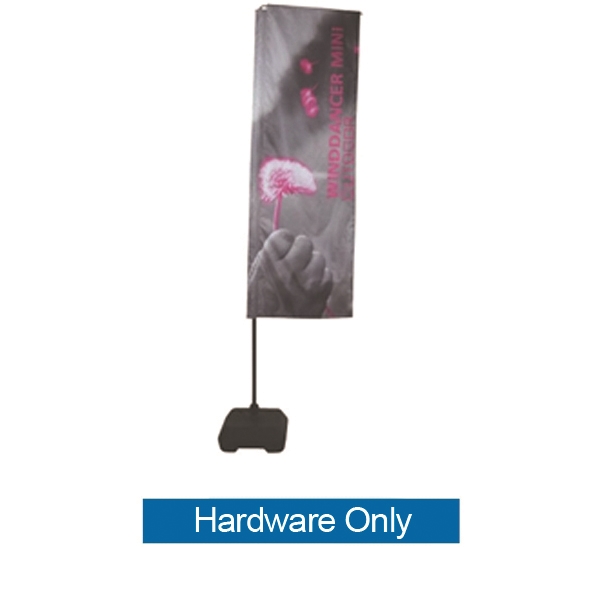 Wind Dancer Mini Hardware Only is a great option for outdoor and indoor banner displays. It offers an adjustable display height and comes with a black hollow base. Outdoor Indoor Flag Single Sided Banner Stand Wind Dancer Mini 8ft Tall.