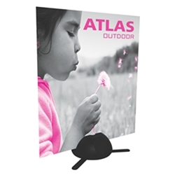 The Atlas is an outdoor sign or Zoom flag holder. Use more than one Atlas to hold a large rigid graphic. The hollow plastic base can be filled with water or sand. Set up is quick and storage is easy.