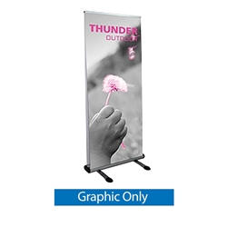 Imprinted Banner for Thunder Double Sided Outdoor Banner Stand. Thunder  has both stability and looks. It is adjustable in both width and height to allow multiple graphic sizes, and has a large base that can be filled with either water or sand