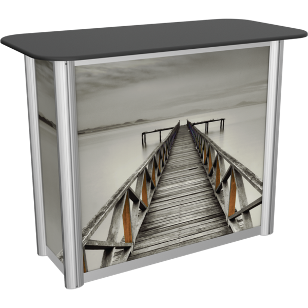 Linear exhibit Counter is a great option for exhibitors looking for a high quality trade show exhibit counter that has full graphic printing. Trades show counters and podiums offer great style and functionality for your trades show or special events