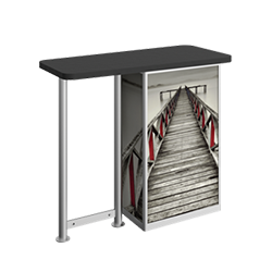 Linear Bold Straight-Leg Counter Counter with Door Hardware Only is a great option for exhibitors looking for a high quality trade show exhibit counter with full graphic printing. Trades show counters and podiums offer great style and functionality.