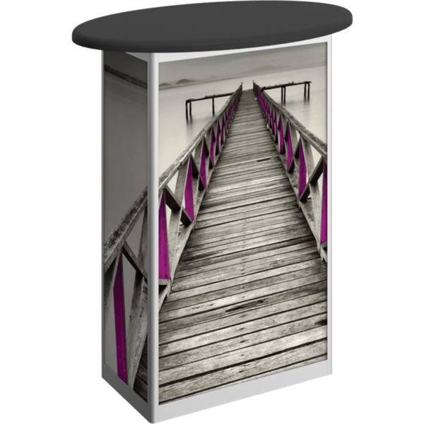 Linear Bold Oval Trade Show Portable Counter with Door Hardware Only offer sophisticated style to complement your trade show exhibit booth. Trades show linear bold portable counters and podiums offer great style and functionality for your exhibit.