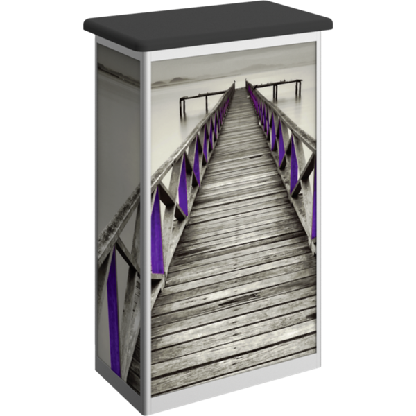 Linear Bold Rectangle Trade Show Portable Counter with Door and Printed Graphic offer sophisticated style to complement your trade show exhibit booth. Trades show linear bold portable counters, podiums offer great style and functionality for your exhibit