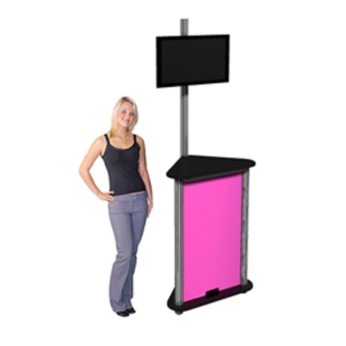 Linear Monitor Trade Show Kiosk Kit 05 Compliment your Linear Trade Show Display while adding excitement and attention to your trade show booth with these sleek attractive Monitor Stand Multi Media Kiosk with Printable Panels Linear Kit