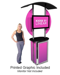 Trade show Monitor Kiosk Stand and Cabinet Modular Linear Kit 01 Compliment your Linear Trade Show Display while adding excitement and attention to your trade show booth with these sleek attractive Linear Monitor Trade Show Kiosk Kit