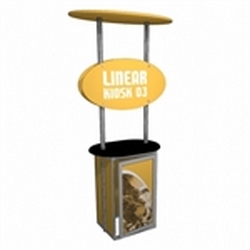 Linear Trade Show Kiosk Kit 03 Display Stand with Printed Graphic Compliment your Linear Trade Show Display while adding excitement and attention to your trade show booth with these sleek attractive Linear Monitor Trade Show Kiosk Kit.