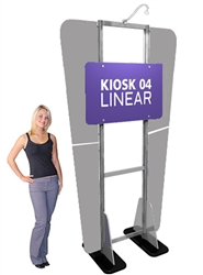Linear Monitor Trade Show Kiosk Kit 04 Display with Frosted Plex Wings. Compliment your Linear Trade Show Display while adding excitement and attention to your trade show booth with these sleek attractive Linear Monitor Trade Show Kiosk Kit