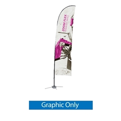 Promotional flags get your message noticed with motion!  Custom printed 9ft Zoom Flex Small single-sided Straight outdoor flags are perfect outside retail stores, at trade shows, expos, fairs, and more.