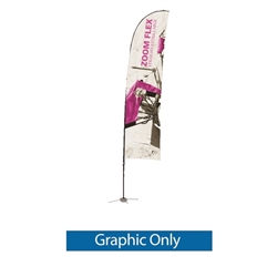 Promotional flags get your message noticed with motion!  Custom printed 19ft Zoom Flex Extra Large single-sided Edge outdoor flags are perfect outside retail stores, at trade shows, expos, fairs, and more.