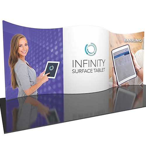 20ft Formulate Designer Series Backwall Tension Fabric Display Kit 01 offer you a quick and professional look for your trade show booth. Formulate Designer Series Backwall Displays with built in counter cost-effective trade show backdrops