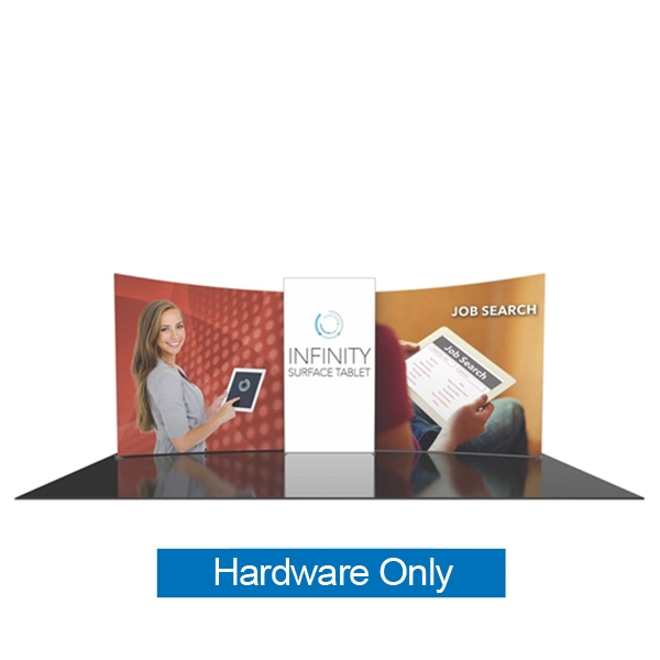 20ft Formulate Designer Series Backwall Tension Fabric Exhibit Kit 02 offers graphic area to get you noticed at trade show!  These trade show backdrops offer a collection of different backwalls in a variety of geometric shapes