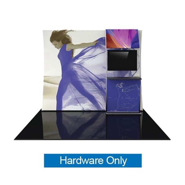 Orbus Formulate Formulate HC7 10ft Horizontally Curved Tension Fabric Backwall Display with Stand-off monitor mount ladder hardware only. We offer Orbus Formulate Fabric Displays in all sizes and styles.