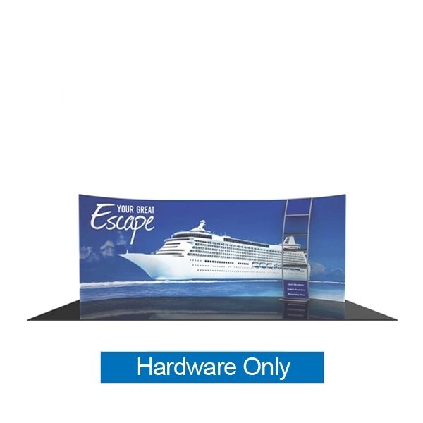 Orbus Formulate 20 WH5 20ft Horizontally Curved Fabric Display Hardware Only with multi-shelf ladder offers a large format graphic area to get you noticed at your events! Add a whole new dimension to your trade show exhibit with tension fabric display