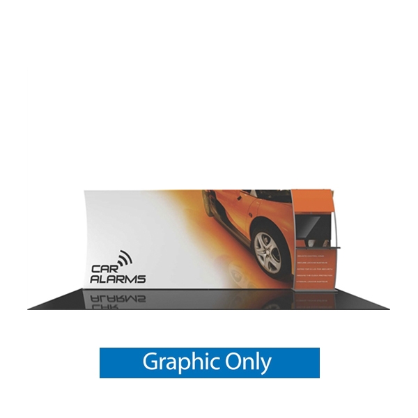 Replacement Fabric for Formulate 20WV2 20ft Vertically Curved Backwall Display with stand-off table accessory and monitor mount offers a large format graphic area to get you noticed at your events! Add a whole new dimension to your trade show exhibit