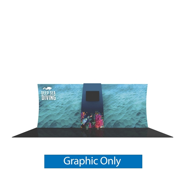 Graphic for Formulate Backwall Connector 07. Display products or literature on a Stand-Off Counter designed to complement your Formulate tension fabric display. For use with vertical curved frames only.