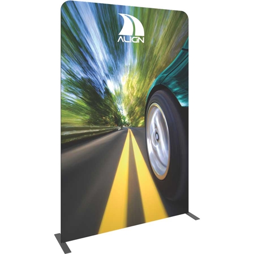 The Formulate Essential Banner 1500 - Straight measures 59"W, 92"H and features a simple straight bungee-corded tube frame and a fabric graphic that simply slips over the frame. Perfect for any environment - from retail to trade show! 0