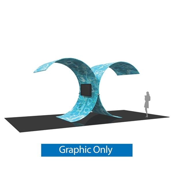 Formulate Tree Shape Wall Tension Fabric Graphic Booth is Two C-shaped structures are fused together to create a Tree shape with this sculptural, multimedia trade show display. Pillow case  tension fabric graphics feature double sided dye-sub printing