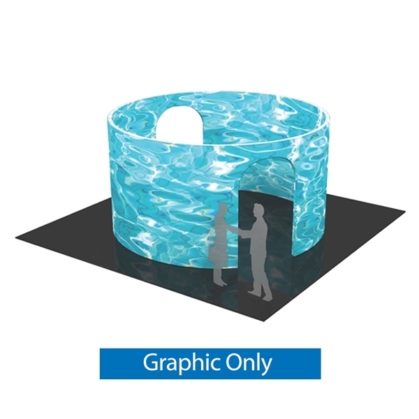 Formulate Room - Treehouse Tension Fabric Trade Show Island Booth is a cylinder-shaped space perfect for meetings, graphical displays, projected presentations, a theater setting. The Tree House is 15ft in diameter, 8ft tall with 2 doorways