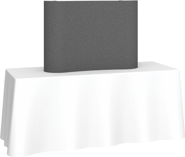 4ft Deluxe Coyote Curved Fabric Pop Up Trade Show 1x1 Tabletop Display combines strength and reliability with style and ease of use. Named popup because of its small to large pop-up action, coyote display system is still one of the most portable exhibits
