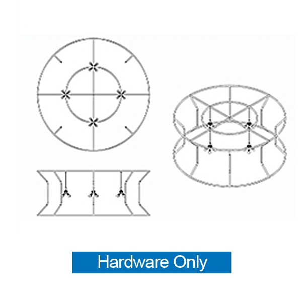 10ft x 5ft Backlit Formulate Ring Hanging Banner Display Hardware Only offers a simple, round structure for your graphics and messaging from anywhere on the trade show or event floor floor. Circular Ring Hanging Sign is a hanging sign solution