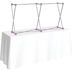 5ft Straight HopUp 2x1 Tabletop Fabric Trade Show Display Hardware only. Fabric popup displays are the FASTEST booth on the market to setup. The one piece stretch fabric graphic is seamless and stays attached to the pop up display frame when not in use.