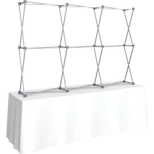 8ft Straight HopUp 3x2 Tabletop Fabric Display Hardware Only is the instant trade show table top solution! Hopup is an all new light weight yet heavy duty frame that suspends a fabric graphic image