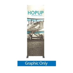 Full Fitted Graphic for 30in HopUp Straight 1x3 Tension Fabric Display. It has a light weight, heavy duty frame that holds a fabric graphic mural. It sets up in seconds and can be packed away just as quickly. Durable stretch fabric graphic stays attached