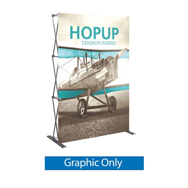 Front Graphic for 5ft Hopup Floor 2x3 Straight Fabric Display. 5ft Hop Up Back Wall Trade Show Display mixes state-of-the-art design with unmatched convenience. Printed fabric trade show displays, exhibit booths and accessories