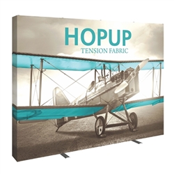 10ft Hopup Floor 4x3 Straight Fabric Display (Double-Sided Kit) is a lightweight, heavy duty pop up frame to support an integrated fabric tension graphic mural. HopUp Tension Fabric Displays Ideal For Trade Shows & Retail Industry