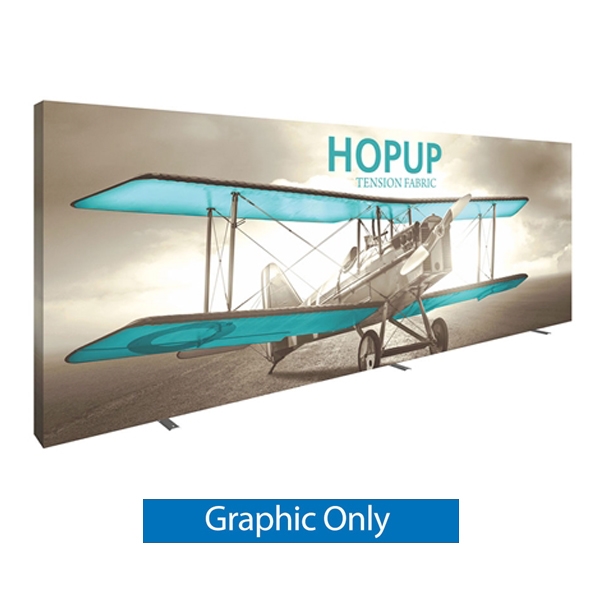 20ft x 8ft Hopup Floor 8x3 Straight Fabric Display Full Fitted Graphic is the largest among Hop Up trade displays, making it the perfect way to stand out against the competition.