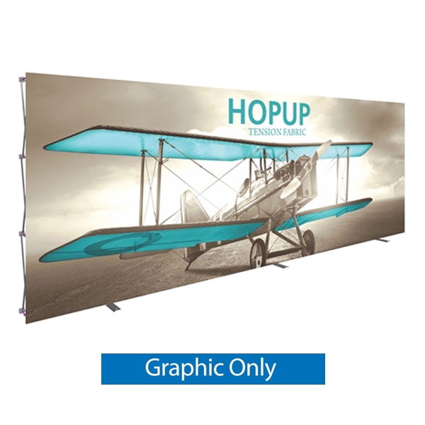 20ft x 8ft Hopup Floor 8x3 Straight Fabric Display Front Graphic Only is the largest among Hop Up trade displays, making it the perfect way to stand out against the competition.