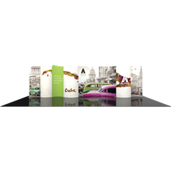 30ft Modulate Backwalls with Magnetic frames are a stylish way to display media at any tradeshow, event, retail or expo. These trade show displays feature unique angles & shapes that can be changed to create new booths! Portable & easy to assemble.