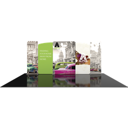 20ft Modulate Backwalls with Magnetic frames are a stylish way to display media at any tradeshow, event, retail or expo. These trade show displays feature unique angles & shapes that can be changed to create new booths! Portable & easy to assemble.