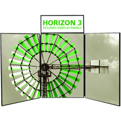 5ft Horizon 3 Folding Display Panel System is a quick to set up, easy to use display system created specifically to hold your custom graphics. Available in several shapes and sizes, you can find the Horizon that is right for you.