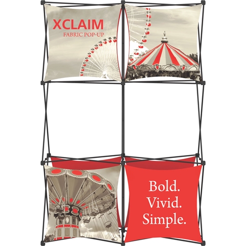 5ft Xclaim Full Height Fabric Popup Display Kit 02 with Full Fabric Graphics. Portable displays and exhibits. Several different styles are available, including pop up frames with stretch fabric or fold up panels with custom graphics.