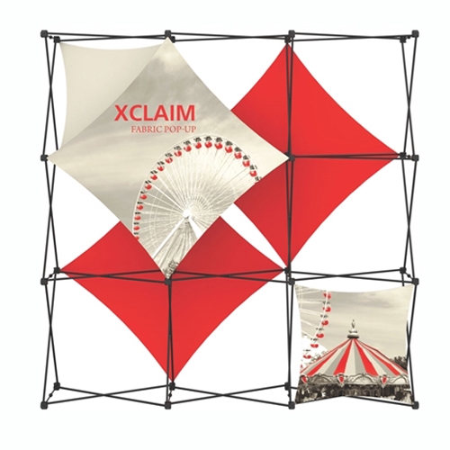 8ft Xclaim Full Height Fabric Popup Display Kit 02 with Full Fabric Graphics. Portable tabletop displays and exhibits. Several different styles are available, including pop up frames with stretch fabric or fold up panels with custom graphics.