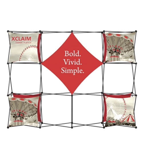 10ft Xclaim Full Height Fabric Popup Display Kit 02. Portable tabletop displays and exhibits. Several different styles are available, including pop up frames with stretch fabric or fold up panels with custom graphics.