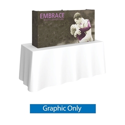 Replacement Fabric for 5ft Embrace Tabletop Tension Fabric Display w/ Full Fitted Graphic. Portable tabletop displays and exhibits. Several different styles are available, including pop up frames with stretch fabric or fold up panels with custom graphics.