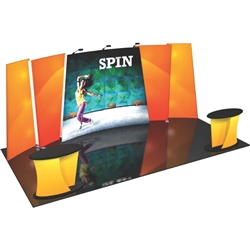 Flip 20ft Tension Fabric Display Kits. FLIPft 20ft exhibits incorporate layered, staggered walls that are connected to create a unique, dimensional and versatile display.