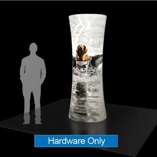 Formulate 10ft Cylinder BackLit Tower Hardware is a commanding trade display that uses a free standing tower to hold itself above even the densest of crowds. Formulate Backlit Tower combines strength, reliability and style in a lightweight and easy to use