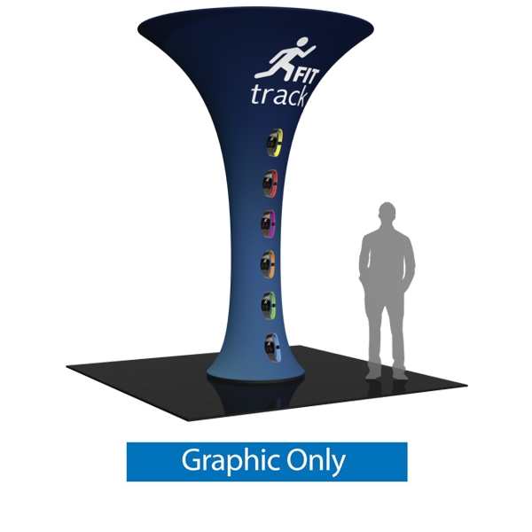 12ft Formulate Funnel Fabric Graphic Tower Column Display transform any environment through form, fabric and lighting. Formulate funnels have an hourglass shape, come in 20ft, 16ft and 12ft heights. Funnel Highlights
